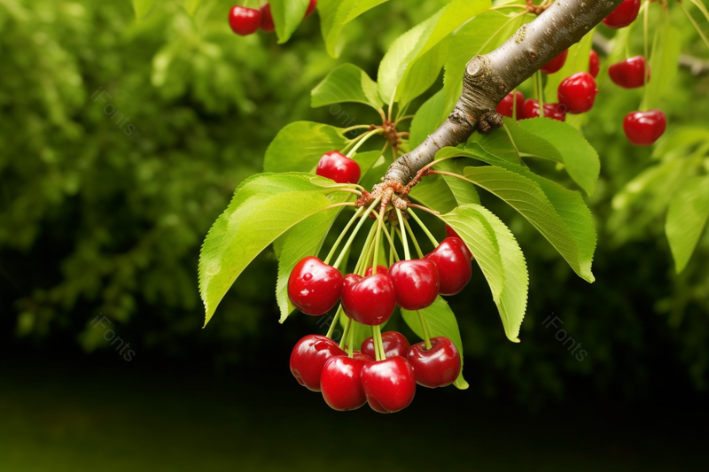 樱桃树枝上挂着樱桃和甜樱桃摄影实拍,高清,摄影图,摄影图片,图片大全,摄影图免费下载